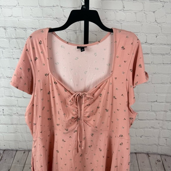 Torrid Mini Bow Front Dress Pink Floral Size 3X - Picture 2 of 7